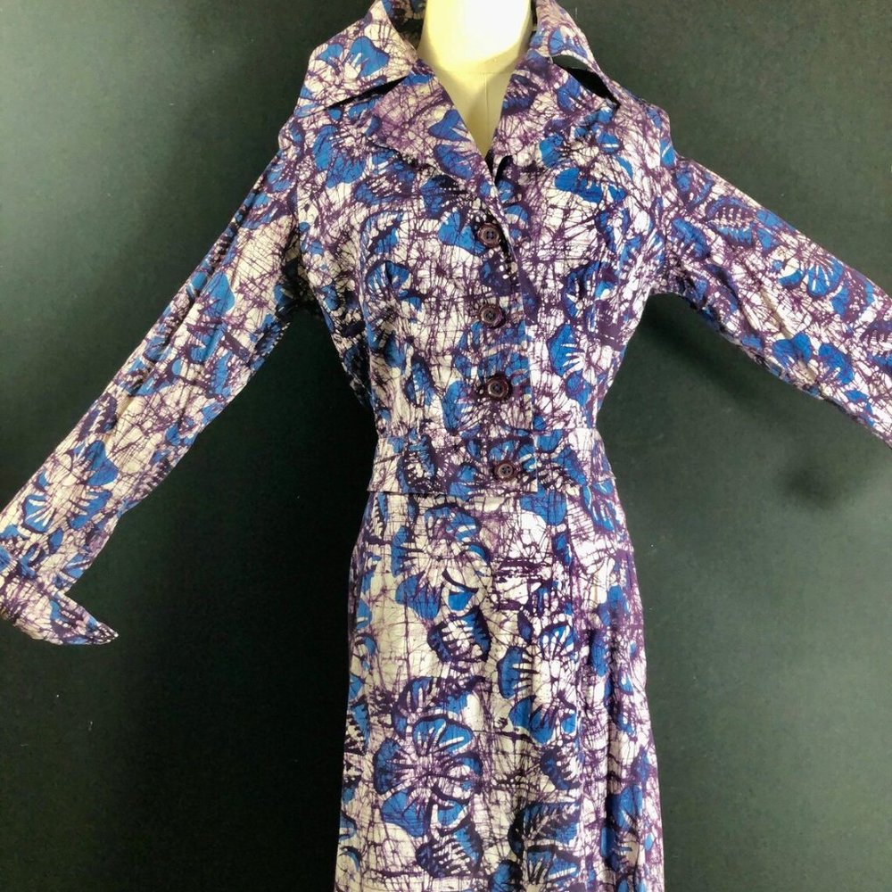 cotton jacket shirt maxi skirt blue purple floral